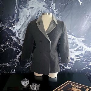 Tahan Dark Grey Light Grey Contrast Handmade 100% Wool Warm Coat Jacket Sz M NWT